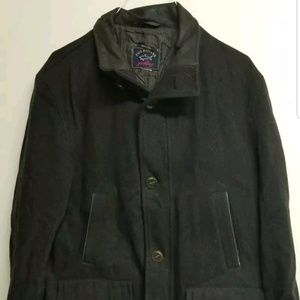 PAUL & SHARK BROWN WOOL AND LEATHER MENS JACKET